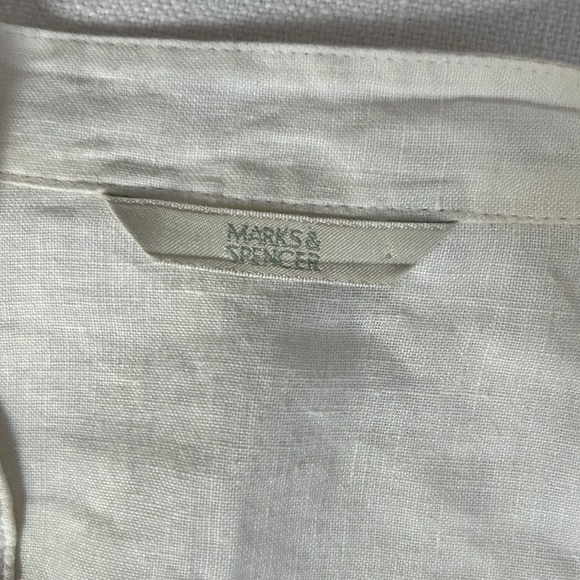 Marks & Spencers White Linen Long Shirt - 10 (M) - Picture 5 of 7